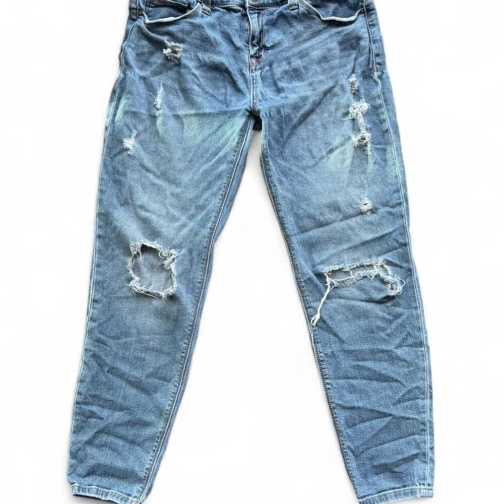 Sneak peek blue distressed denim